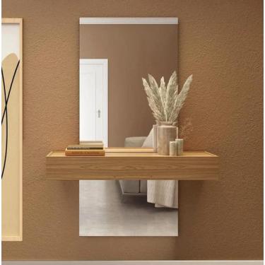 Imagem de Aparador Suspenso 1 Gaveta 110cm MDF com Espelho 100% Freijó Off White