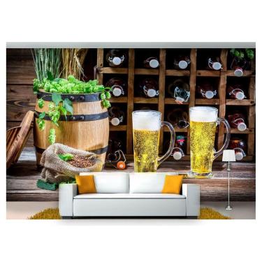 Imagem de Papel De Parede Cerveja Bebida Barril Lupulo 3D Al68