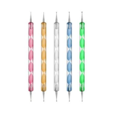 Imagem de Conjunto De 5 Canetas Para Nail Art Com Ponta Dupla, Contas De Cristal