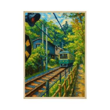 Imagem de Impressão Em Tela De Paisagem Ferroviária Japonesa Retrô De Rua Noturn