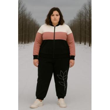 Imagem de Blusa De Frio Moletom Listras Branco Preta Rosa Feminino Tricolor Jove