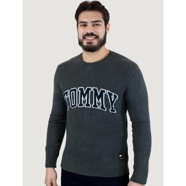 Imagem de Blusa Tommy Hilfiger Masculina Slim Bouclê Varsity Logo Grafite-Masculino