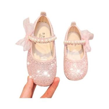 Imagem de Sapatos Elegantes Para Meninas, Mary Janes Antiderrapantes Com Laços E