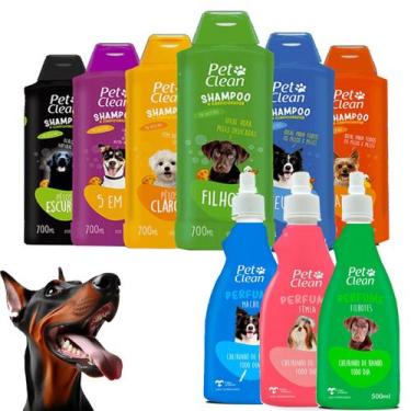 Imagem de Kit Shampoo Condicionador 700ml Perfume 500ml Banho Cão Gato - Pet Cle