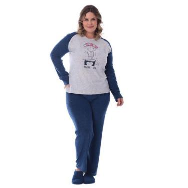 Imagem de Pijama De Inverno Feminino Plus Size Plush Tamanho Especial - Victory,
