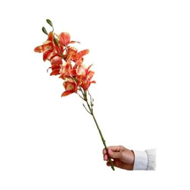 Imagem de Orquídea Cymbidium Artificial De 35 Polegadas Com Haste De Seda, Flore