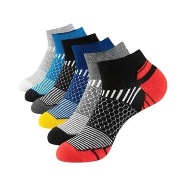 Imagem de Meias Curtas Masculinas Coloridas De Cano Baixo, 6 Pares, Confortáveis