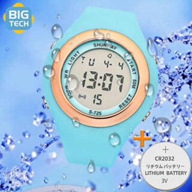 Imagem de Relógio Digital Feminino Esportivo  Azul = bateria - Tudo em Caixa