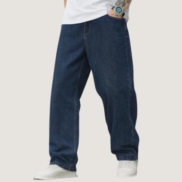 Imagem de Calça Balão Masculina Baggy Boca Larga Jeans Cinza Grafite Estonada Co