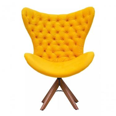 Imagem de Poltrona Decorativa 1 Lugar Afrodite Suede Capitone Amarelo Unidecor