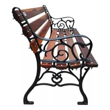 Imagem de Banco Jardim Francês 100cm Madeira Maciça para 2 Lugares com Pés de Fe