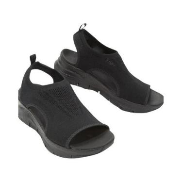 Imagem de Sandálias Femininas De Verão Em Malha Respirável, Slip-On, Com Platafo