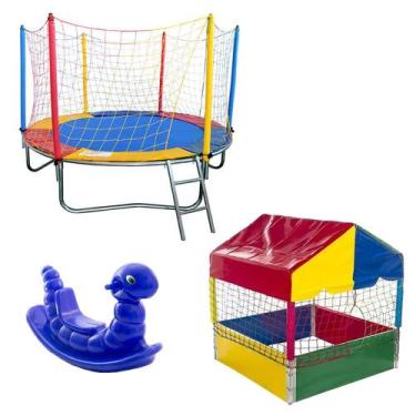 Imagem de Cama Elástica Pula Pula 2,30m + Piscina de Bolinhas 1,00m + Gangorra 1