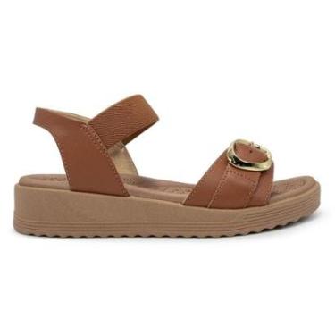 Imagem de Sandália Usaflex Feminina Salto Anabela Fivela Couro Casual UD13002-Feminino