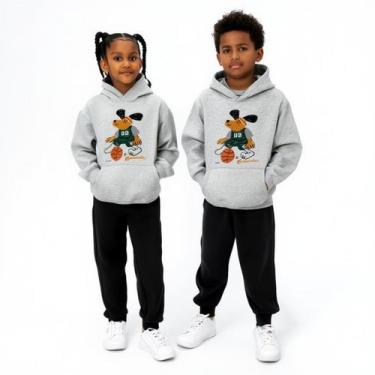 Imagem de Conjunto Infantil Moletom Basquete Com Capuz e Calça Roupa Inverno Que