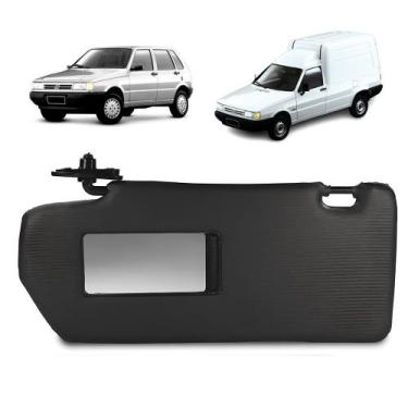 Imagem de Quebra Sol Preto com Espelho Fiat Uno Fiorino 1993 a 2003 Lado Esquerd