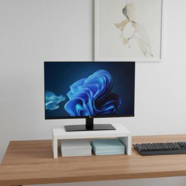Imagem de Base para Monitor MDF 33cm Branco Home Office Mesa Gamer Suporte Tv No