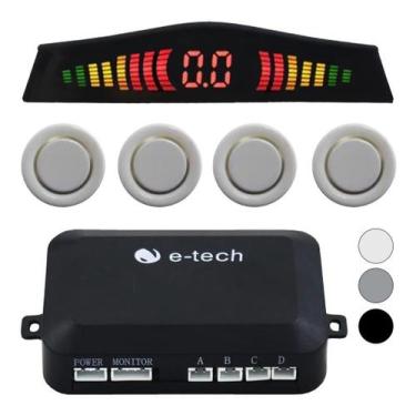 Imagem de Sensor Estacionamento Ré 4 Pontos  Traseiro Display - e-tech, Branco