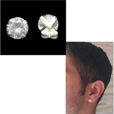 Imagem de Brinco Masculino Prata 925 Ezziw Jóias Pedra Brilhante Zircô