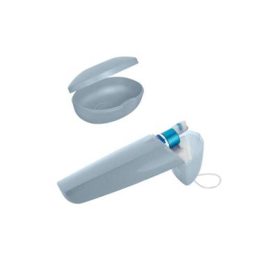 Imagem de Kit Higiene Porta escova de dente + saboneteira Ou Linha Soft, Azul Gl