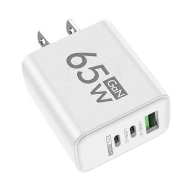 Imagem de Carregador Rápido GaN USB C De 65W, Adaptador De Parede PD3.0 Com 3 Po