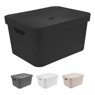 Imagem de Caixa Organizadora Com Tampa Grande Ou 46x36x24cm Quarto, Preto