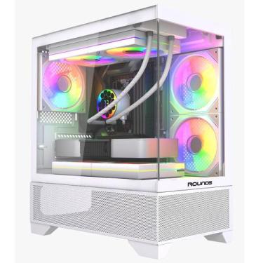 Imagem de Gabinete gamer micro atx sem fan sem fonte round5 draven white r5-drav