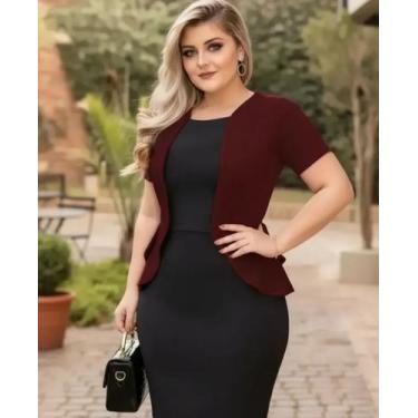 Imagem de Vestido Plus Size Peplum Blazer Moda Feminina Evangélica - Miss FLOWER
