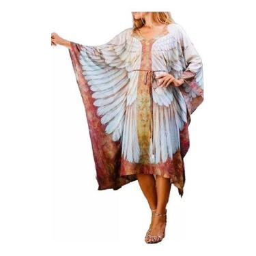 Imagem de E10-E0506 Vestido Indiano Solto Midi Saída De Praia Plus Size V21 - XU