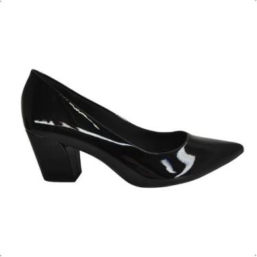 Imagem de Sapato Scarpin Usaflex Couro Salto Grosso Bico fino Z7614, 35, Verniz 