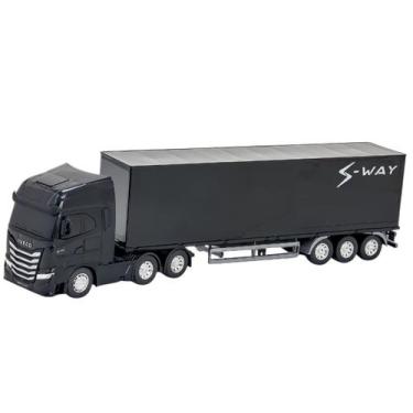 Imagem de Caminhão Grande 53cm Baú Iveco S-Way Com Rodas Livres - Brinquedo Infa