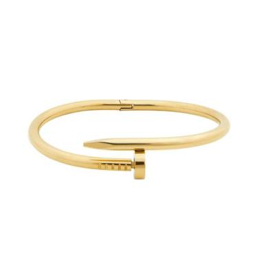 Imagem de Bracelete feminino prego dourado banhado a ouro 18k aço inoxidável-NÃO