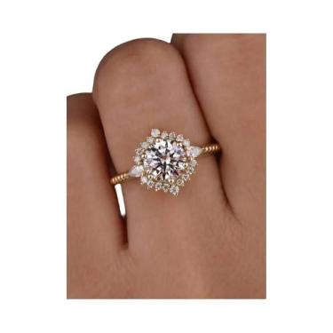 Imagem de Anel De Noivado E Casamento Feminino Em Prata Esterlina 925 Com Flor D