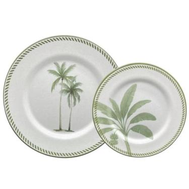 Imagem de Aparelho de Jantar Jogo Pratos Kit 8 Peças Caraiva Acetinado Cerâmica 