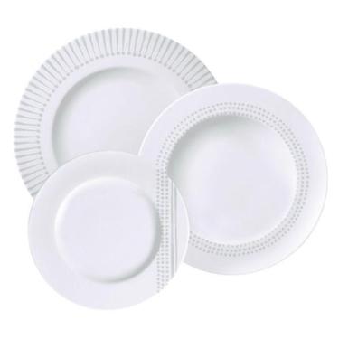 Imagem de Aparelho de Jantar Jogo Pratos Kit 12 Peças Monocroma Cerâmica Tramont