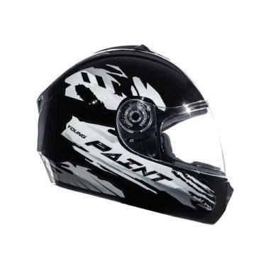 Imagem de Capacete Moto Infantil Criança Fly Young Paint, Preto Brilhante Prata,