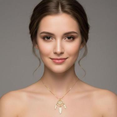 Imagem de Gargantilha Feminina Filtro dos Sonhos Joia Banhada Ouro 18k Luxo com 