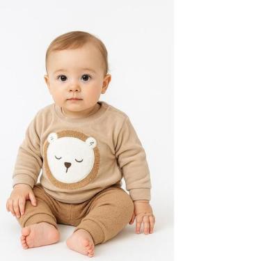 Imagem de Conjunto inverno bebê menino Blusa leão 3D e Calça - Moleka Sapeka, Ma