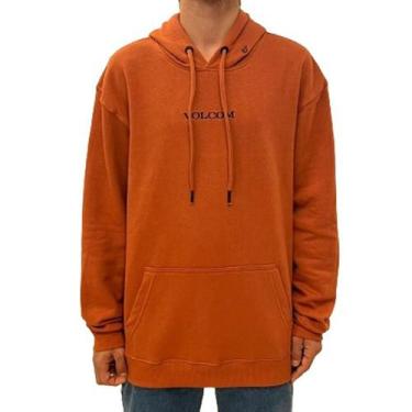 Imagem de Moletom Volcom Canguru Signature WT24 Masculino Ferrugem, GG, Laranja