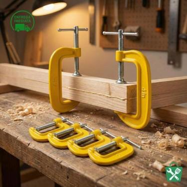 Imagem de Kit 6 Grampos Sargento Tipo C Profissional 1 2 3 Polegadas Marcenaria 