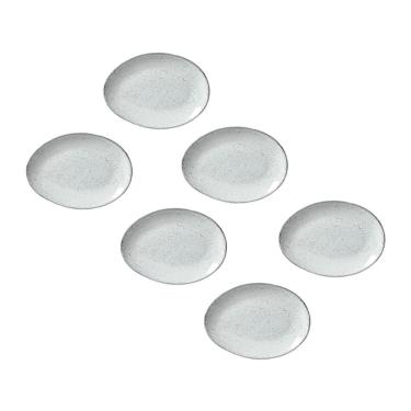 Imagem de Conjunto de Pratos de Sobremesa Echo Stoneware Artesanal Esmalte Reagente 6 Peças Branco Porto Brasil