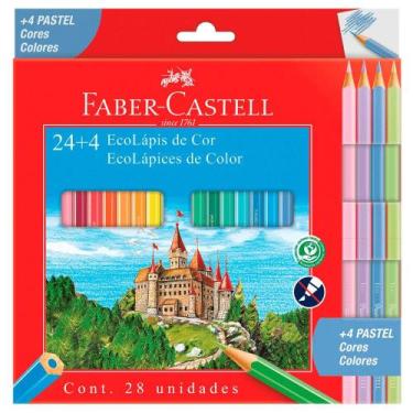 Imagem de Ecolápis de Cor Sextavado 24 Cores + 4 Pastéis - Faber Castell - Faber