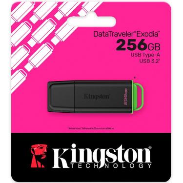 Imagem de Pen Drive Kingston Exodia com USB 3.2 e Alta Velocidade Preto DTXG2-256GB