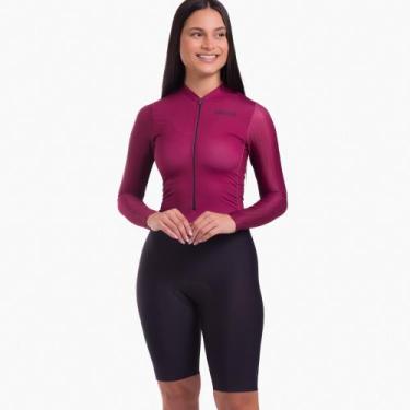 Imagem de Macaquinho de Ciclismo Feminino Márcio May Moove Blush Manga Longa For