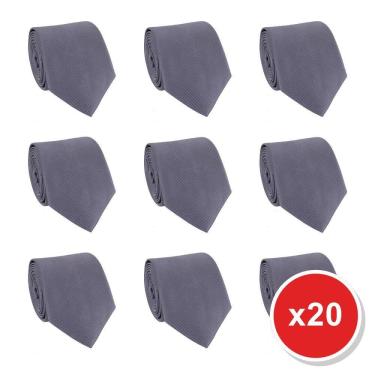 Imagem de Kit 20 Gravatas Masculina Social Slim Premium Tons de Cinza Lisa Elegante Padrinhos Formatura Trabalho
