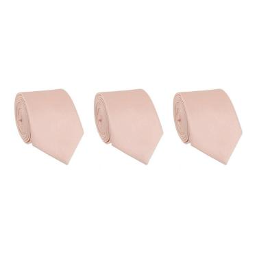 Imagem de Kit 3 Gravatas Social Masculina Slim Lisa Padrinho Casamento Noivo Trabalho Congresso Tons de Rosa