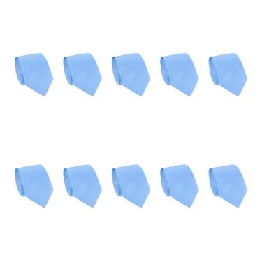 Imagem de Kit 10 Gravatas Masculina Social Slim Premium Tons de Azul Lisa Elegante Padrinhos Formatura Trabalho