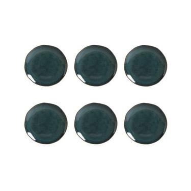 Imagem de Conjunto de Pratos de Sobremesa Orgânico Oceano 6 Peças Stoneware Verde Porto Brasil
