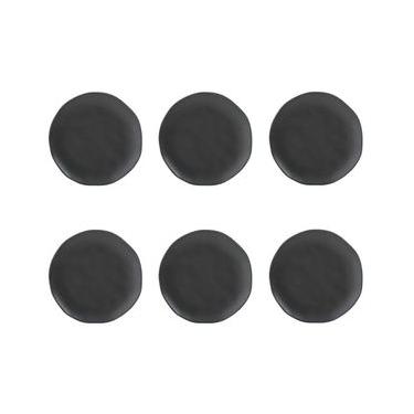Imagem de Conjunto de Pratos de Sobremesa Orgânico 6 Peças Cerâmica Preto Matte Porto Brasil