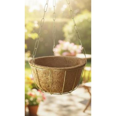 Imagem de Vaso Cuia Fibra de Coco com Suporte e Corrente 24cm - Congratulations 